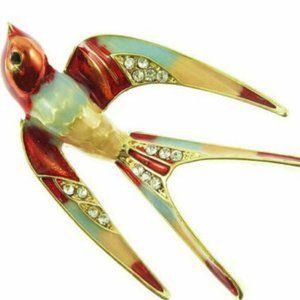 Betsey Johnson Enamel SWALLOW in FLIGHT PIN Boxed